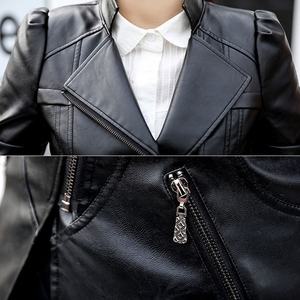 Blouson de printemps en cuir PU femme, ample, taille Plus, pour moto, bombardier, avec fermeture éclair - Product Image 4