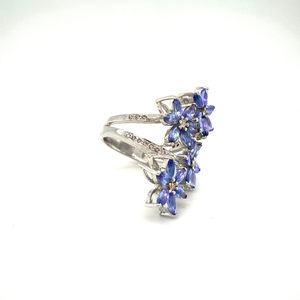 Bague en argent sterling 925 faite à la main avec pierre précieuse tanzanite de coupe marquise bleue certifiée IGI, design moderne, pour mariage et fête - Product Image 2
