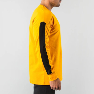 เสื้อยืดแขนยาวสำหรับผู้ชาย,เสื้อกีฬาฟิตเนสผ้าฝ้ายอีลาสเตน - Product Image 3