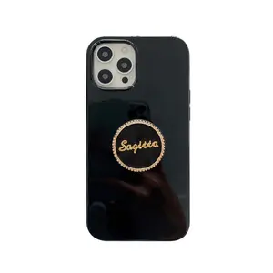 Yeni benzersiz lüks altın kaplama sevimli ayı Griptok standı alaşım siyah Tpu cep telefonu kapak çanta iPhone kılıfları 11 12 13 14 pro max