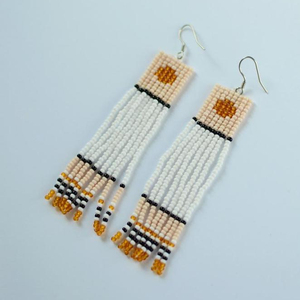 Trendy Long Minimalist Beige White <b>Earrings</b> - Product Image 1