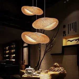 Modern bambu asılı abajur, bambu tavan ışık oturma odası ev dekor için Vietnam toptan