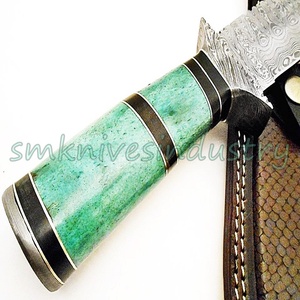 Cuchillo Bowie de Acero de Damasco con Mango de Hueso de Camello de Color y Grosor de 4-5 mm - Product Image 4