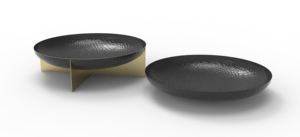 Plateau profond rond en or clair avec combinaison de maille en métal et rotin de qualité supérieure pour servir un plateau rond profond à l'aspect fantaisie de style moderne - Product Image 6