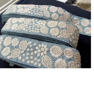 Cordones Bordados florales de algodón 100% en colores pastel, decoración de cuentas de tela de Organza para diseñadores de ropa, decoración del hogar - Product Image 1