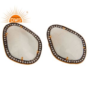 น่ารักมูนสโตนแฟนซีรูปร่างสตั๊ดต่างหูผู้ค้าส่ง18พันชุบทองผู้หญิงผู้ผลิตต่างหู925เครื่องประดับเงิน - Product Image 2