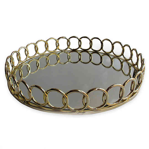 <span class=keywords><strong>Vassoio</strong></span> <span class=keywords><strong>rotondo</strong></span> a <span class=keywords><strong>specchio</strong></span> in metallo avvolto - Product Image 1