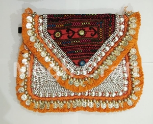 Handmade Bohemian Banjara <b>Clutch</b> Purse Fashion Style Patchwork Design Beaded Mirror Embroidery <b>Pearl</b> Sequined Cover Closure - Product Image 4