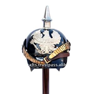 Casco Alemán Medieval Antiguo Negro con Detalles de Latón, Construcción de Acero Prusiano, Hecho a Mano, Pulido, Artículo de Colección CHMH001 - Product Image 1