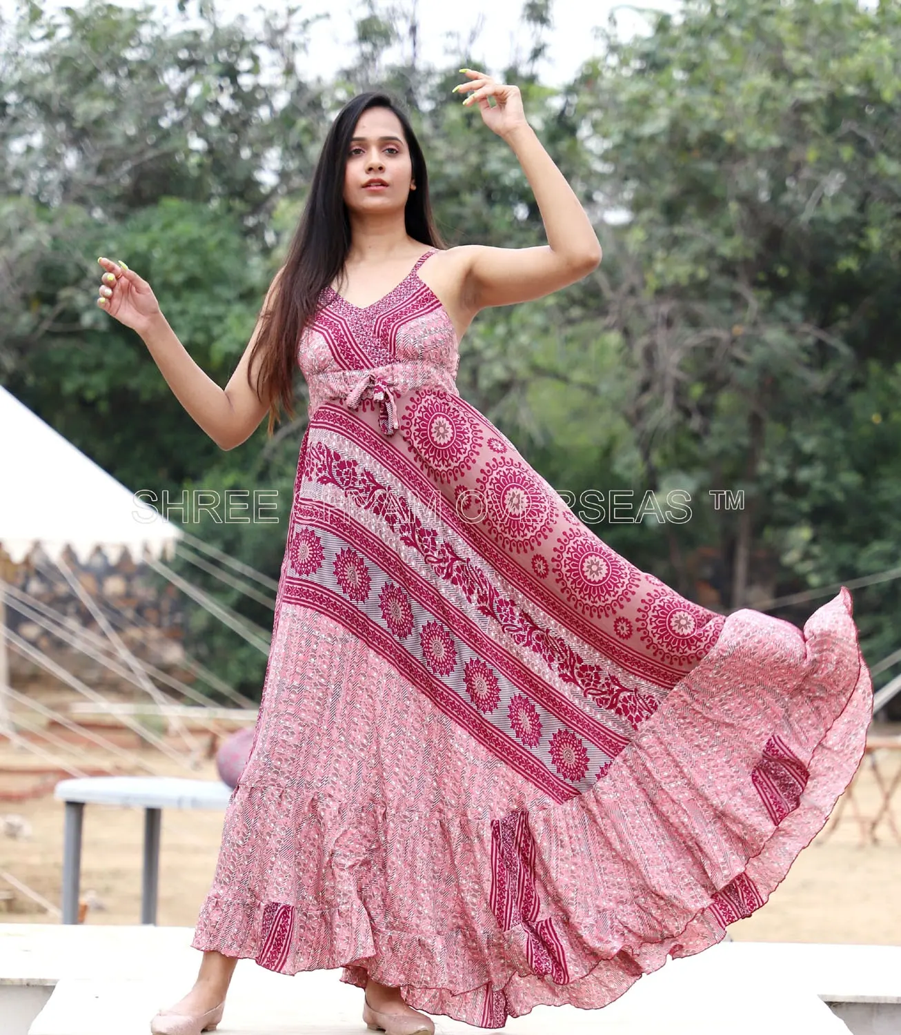 European Summer Bohemian Fashion Women's Wear Indian Silk Sari Dress