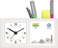 Tempat Pensil ABS Quartz Murah Grosir dengan Jam Meja, Branding Kustom, Fungsi Snooze, Dekorasi Dinding
