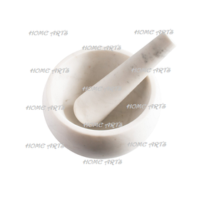 Mortero y Maja de mármol hechos a mano, molinillo de especias de forma redonda de primera calidad con MAJA para uso doméstico en la cocina - Product Image 5