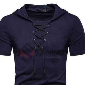 T-shirt à capuche tricoté pour homme de haute qualité avec logo personnalisé vierge, col doux et confortable, motif uni pour l'été - Product Image 2