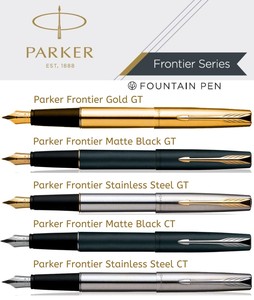 Bolígrafos de Tinta Premium Parker Executive Business, Serie Frontier, Negro Mate, Acero Inoxidable, Clip de Flecha Dorado Cromado, para Escritura - Product Image 1