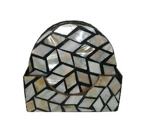 Nouveau design vintage rond, sous-verre en bois avec incrustation de nacre, taille personnalisable, décoration de table - Product Image 2