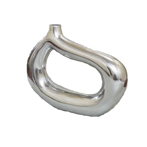 Pot de fleur en métal de fer nickelé de vase de fleur en aluminium de concepteur fait main pour la décoration de plancher d'événement - Product Image 5