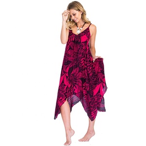 Fashion Women Asymmetrical Long <strong>Dress</strong> Rayon Topical Printed <strong>Spaghetti</strong> <strong>Strap</strong> Beach <strong>Dress</strong> <strong>Midi</strong> <strong>Dresses</strong> - Product Image 1
