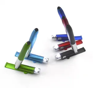 NP-012 4 in 1 çok fonksiyonlu dokunmatik kalem ile telefon tutucu LED ışık plastik kalem standı