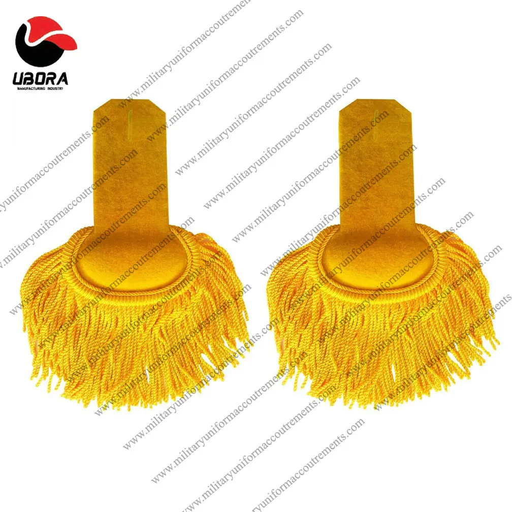 Gold Yellow Silk Fringe Shoulder Epaulettes Marching Band With Button Hole Military army general band ceremonial officer