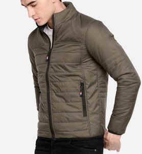 Haute qualité hommes vert olive solide polyester/nylon écologique hiver léger coupe-vent vestes bouffantes personnaliser - Product Image 1