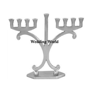 Bougeoir décoratif de luxe en métal fait à la main en gros de créateur Menorah bougeoir de fantaisie en gros fini argent - Product Image 3