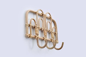 Vente en gros d'étagères murales en rotin simples et modernes multifonctions écologiques, support suspendu avec crochets, cintre à bas prix - Product Image 2