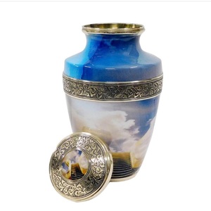 Urna de cremación de cielo de metal de estilo americano hecha a mano, diseño sólido único para almacenamiento de cenizas - Product Image 1