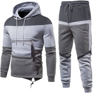 Traje deportivo de peso pesado con logotipo personalizado OEM para hombre, sudadera con capucha y pantalones de chándal con cremallera completa, ropa deportiva para gimnasio, diseño de pantalones de chándal - Product Image 4