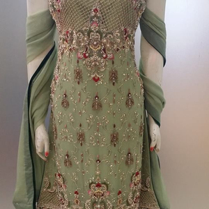 Robe de travail élégante et fine avec broderie pailletée et perles de verre cristal pour fête et mariage New 2022 Dabka Work Wear - Product Image 1