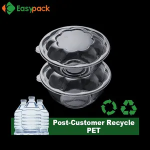 RPET Disesuaikan Sekali Pakai Plastik Bening Mangkuk Kemasan untuk Buah Poke Bowl