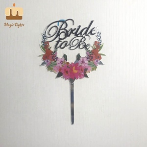 Decorazione <span class=keywords><strong>per</strong></span> Torta di Compleanno in Acrilico Argento con Stampa UV Magic Lights KUV-11, Mix di Colori Floreali 10.5x16cm - Product Image 2