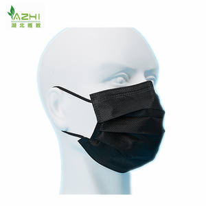 Masker Wajah Sekali Pakai 3 Lapis <span class=keywords><strong>Nonwoven</strong></span> Hitam CE Hubei dengan Tali Telinga - Product Image 2