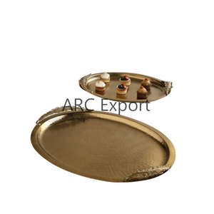 Plateaux de service arabes en métal vintage Hôtels et fêtes Événements Plateaux de service alimentaire Vente en gros Plateaux à dessert du Ramadan en métal à vendre - Product Image 5