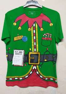 Lots de vêtements en surplus : T-shirts décontractés à manches courtes en coton à col rond pour hommes, imprimés de Noël, de marques, stock du Bangladesh - Product Image 2