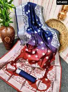 Saree en soie Banarasi pour dames travail de tissage Zari lourd vêtements de fête traditionnels indiens - Product Image 3