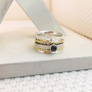 Bague tendance en argent sterling 925 avec lapis-lazuli, qualité supérieure, unisexe, bijoux ethniques pour mariage et fête, sertie de pierres - Product Image 1