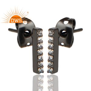 Pendiente de tuerca de barra Cz Natural de Plata de Ley 925 para mujer, joyería para mujer, regalo para su pendiente de fiesta - Product Image 3