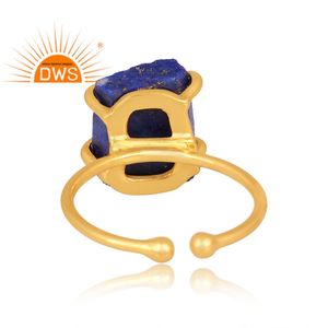 Bague empilable tendance 2026 en argent sterling avec pierre précieuse naturelle Lapis Lazuli brut pour femme - Fabricant de bijoux - Product Image 4