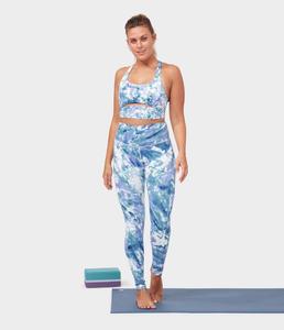 Sujetador de espalda cruzada con estampado por sublimación para mujer, de cintura alta legging, conjunto de yoga con impresión personalizada y diseño a precio de fábrica - Product Image 2