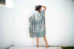 2022 nuovo Kimono Sexy blu Tie Dye da donna estivo da spiaggia abito con cintura naturale copricostumi da spiaggia - Product Image 3