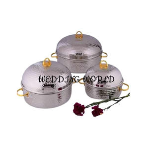 Calentador de Comida de Metal con Acabado Dorado Martillado, Cacerola Hecha a Mano de Primera Calidad, Cacerola de Metal Nueva, Clásica y Elegante - Product Image 3