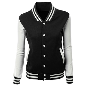 Women's High Quality Custom Leather Bomber Jacket Winter Long Sleeved <b>Coats</b> <b>Button</b> Decoration Breathable Solid Letterman Style - Product Image 2