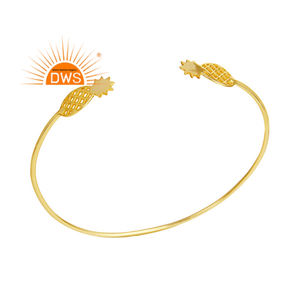 Bracelet ajustable en forme d'ananas, bijou de luxe en or plaqué argent 925, vente en gros - Product Image 1