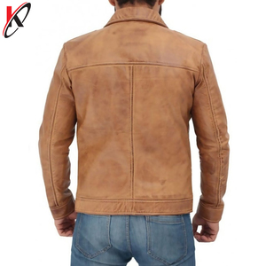 Veste de moto pour homme en cuir véritable, col montant, imperméable, respirante, écologique, hiver, avec fermetures éclair - Product Image 3