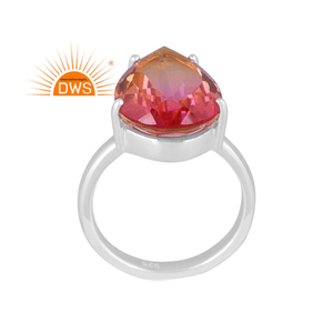 Handmade Fine Sterling Silver Natural Bio Pink Doublet <b>Quartz</b> Gemstone Stackable Wedding Party <b>Ring</b> - Product Image 1