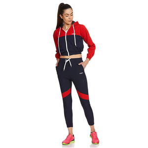 Ensemble survêtement à capuche et pantalon pour femme, haut court, couleurs rouge et bleu, vente en gros, nouvelle collection 2020 - Product Image 4