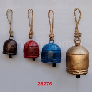 Feng Shui Style Metal <b>Cow</b> <b>Bell</b> Hand Painted Multi-Color Home Decoration Casting Technique - Product Image 1