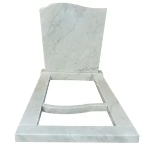 Hot Sale Polish and Cutout Area White Marble Blank Tombstone