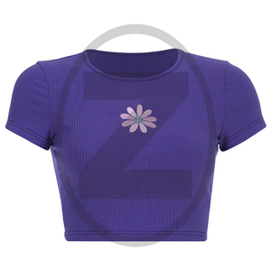 Custom Cotton Crop Tops Women T-shirt White Yoga Fitness Slim Fit Tshirt T Shirts Tshirt Ladies Crop Tees Shirts - Product Image 1