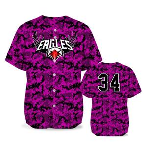 Maillots de Baseball à imprimé camouflage, vente en gros, pas cher, sur mesure, respirants, 6 boutons - Product Image 6